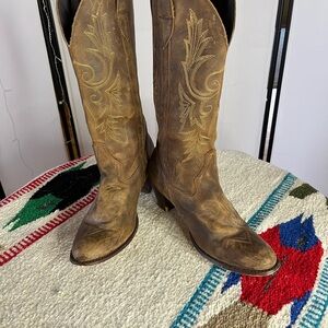 Justine Boots Brown Leather Western Boots